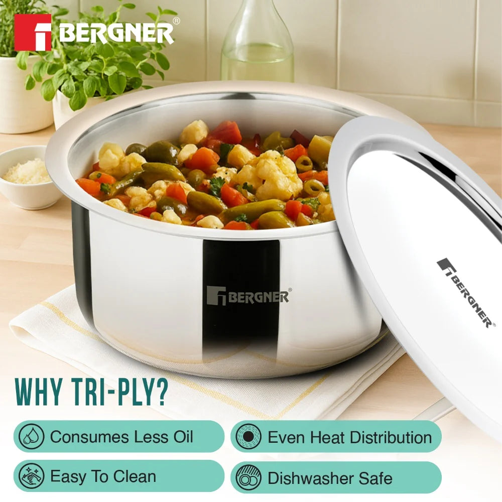 Bergner Argent Tri-Ply Stainless Steel Tope