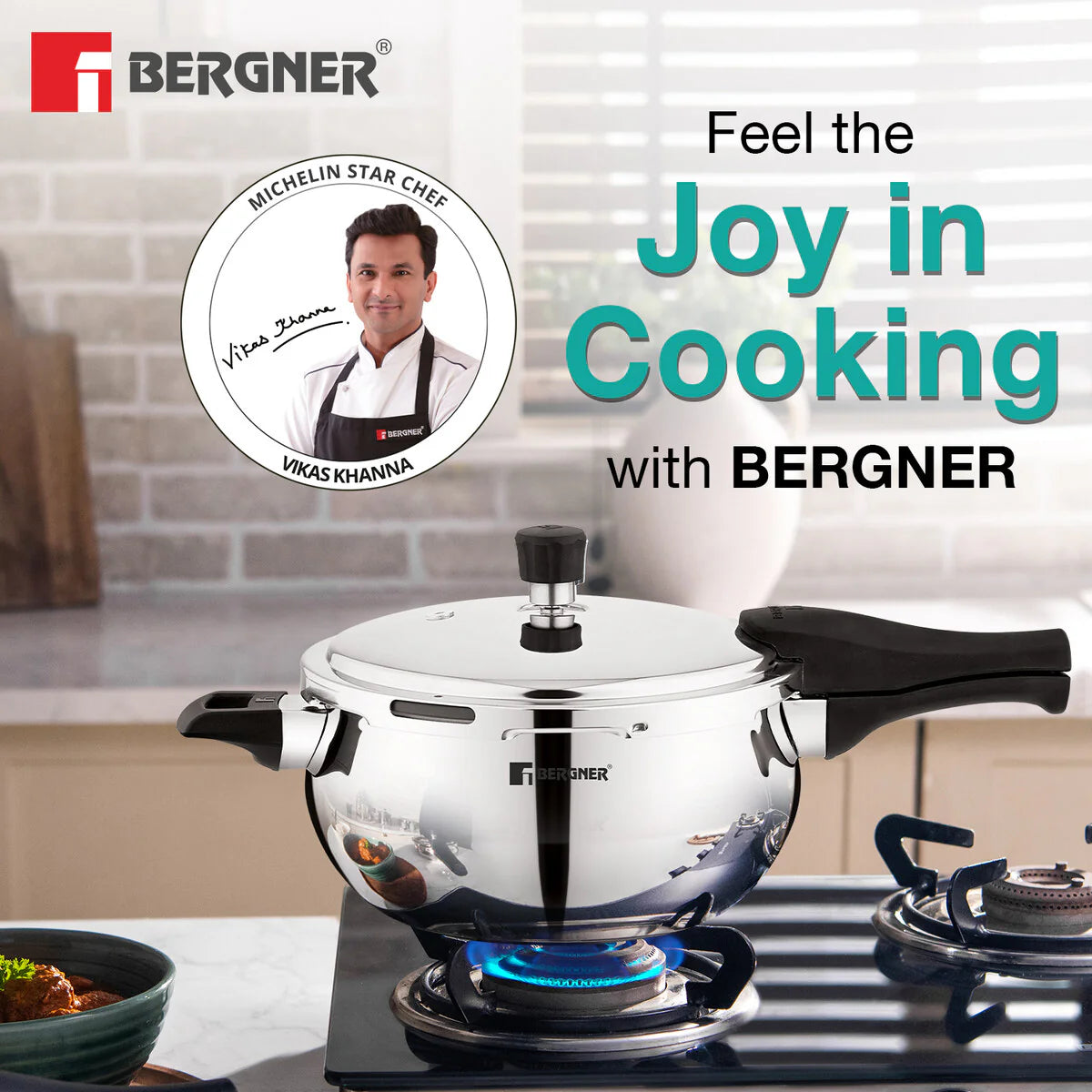 Bergner Trimax ORB Tri-Ply Stainless Steel Outer Lid Pressure Cooker