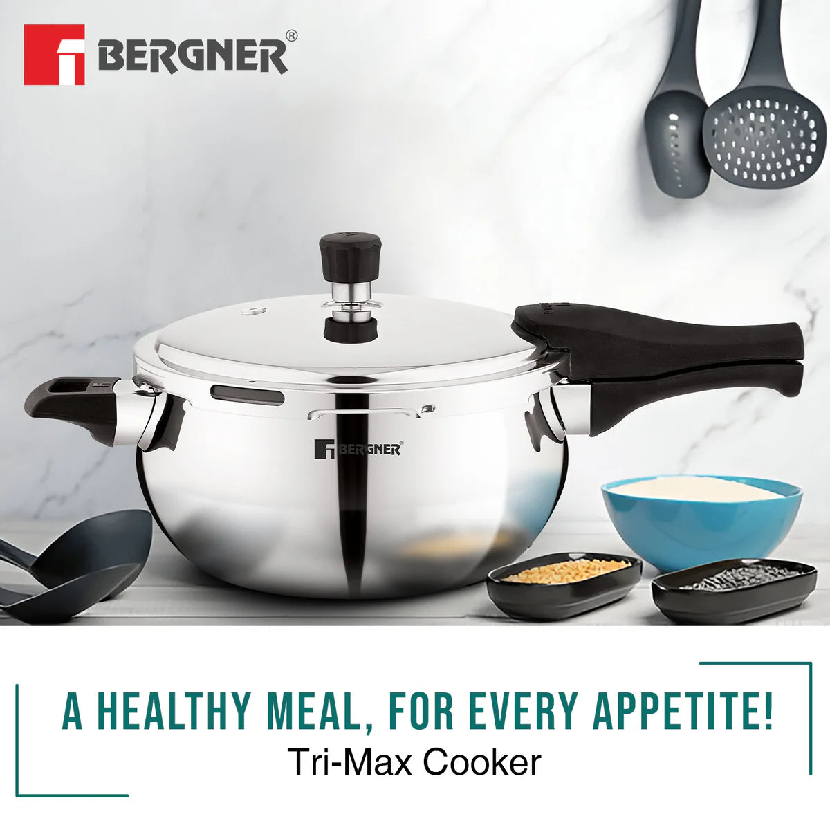 Bergner Trimax ORB Tri-Ply Stainless Steel Outer Lid Pressure Cooker