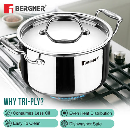 Bergner Argent Tri-Ply Stainless Steel Casserole
