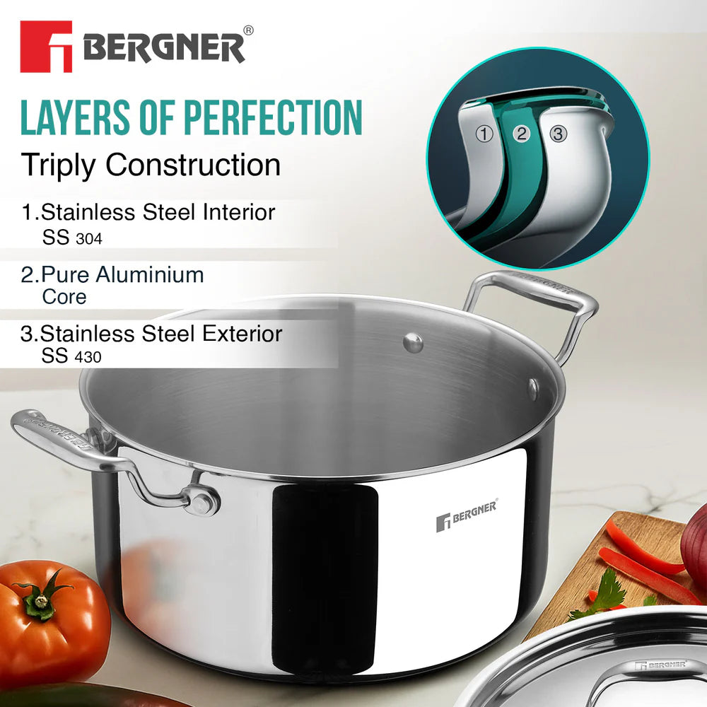 Bergner Argent Tri-Ply Stainless Steel Casserole