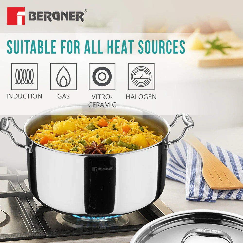 Bergner Argent Tri-Ply Stainless Steel Casserole