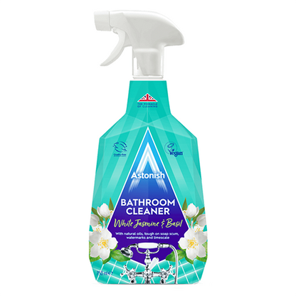 Astonish Bathroom Cleaner – White Jasmine & Basil | Powerful Limescale & Soap Scum Remover, Streak-Free Shine, Fresh Floral Scent