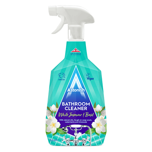 Astonish Bathroom Cleaner – White Jasmine & Basil | Powerful Limescale & Soap Scum Remover, Streak-Free Shine, Fresh Floral Scent