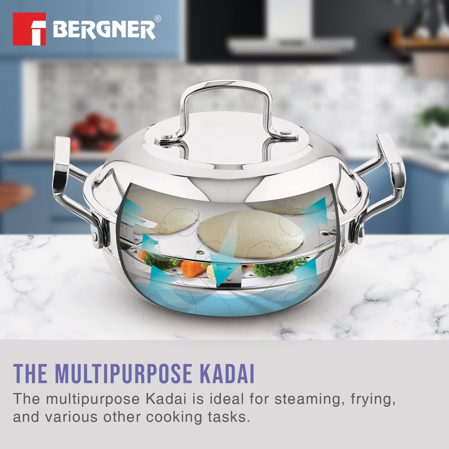BERGNER BE Essentials Triply Stainless Steel 21cm Multi Kadai