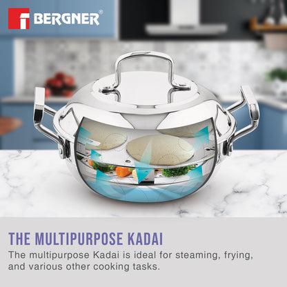 BERGNER BE Essentials Triply Stainless Steel 21cm Multi Kadai