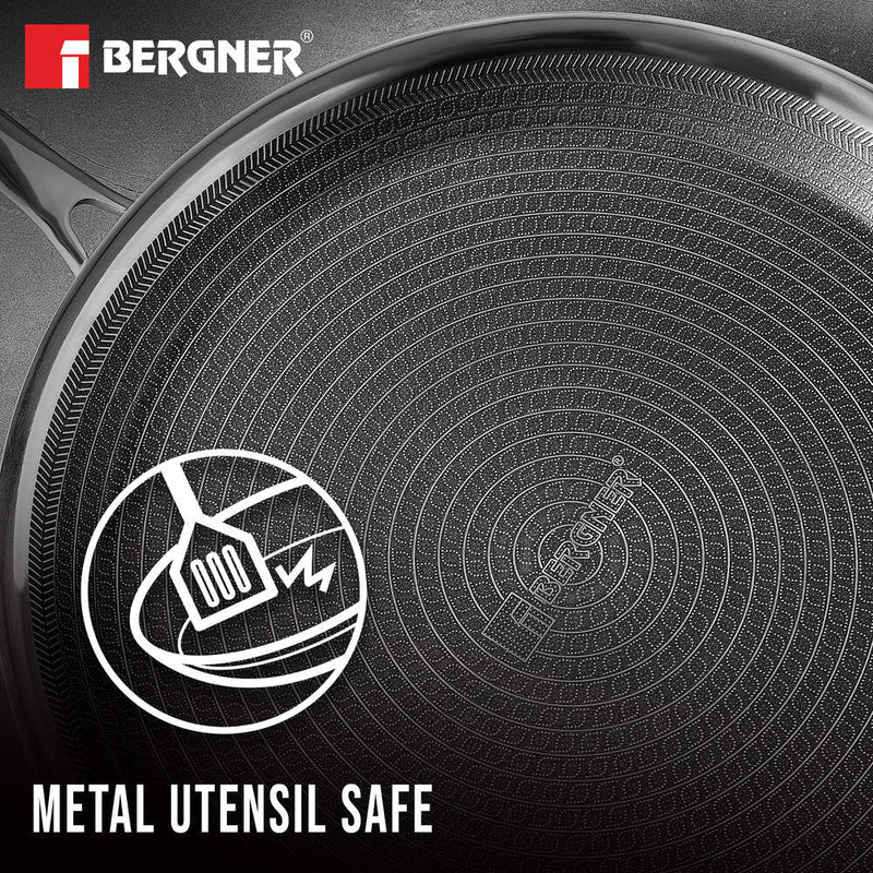Bergner Hitech Tri-Ply Stainless Steel Non-Stick Dosa Tawa 30cm | PFAS-Free, Eterna Coating & Induction-Compatible Bottom