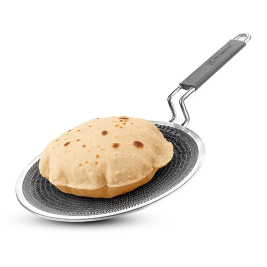 Bergner Hi-Tech Tri-Ply Stainless Steel Non-Stick Roti Tawa 26cm – Induction Base Flat Tawa for Roti, Chapati & Paratha