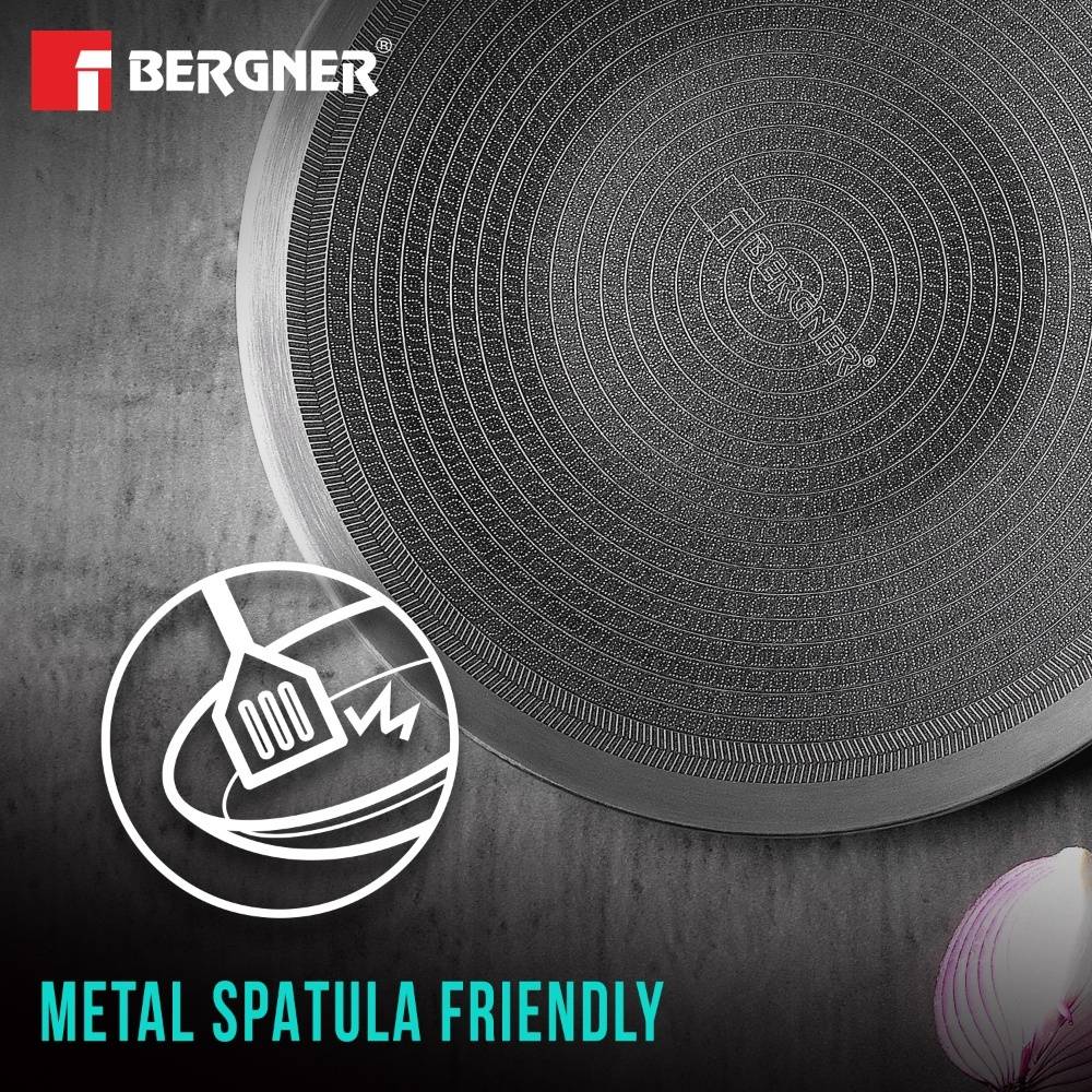 Bergner Hi-Tech Tri-Ply Stainless Steel Non-Stick Roti Tawa 26cm – Induction Base Flat Tawa for Roti, Chapati & Paratha