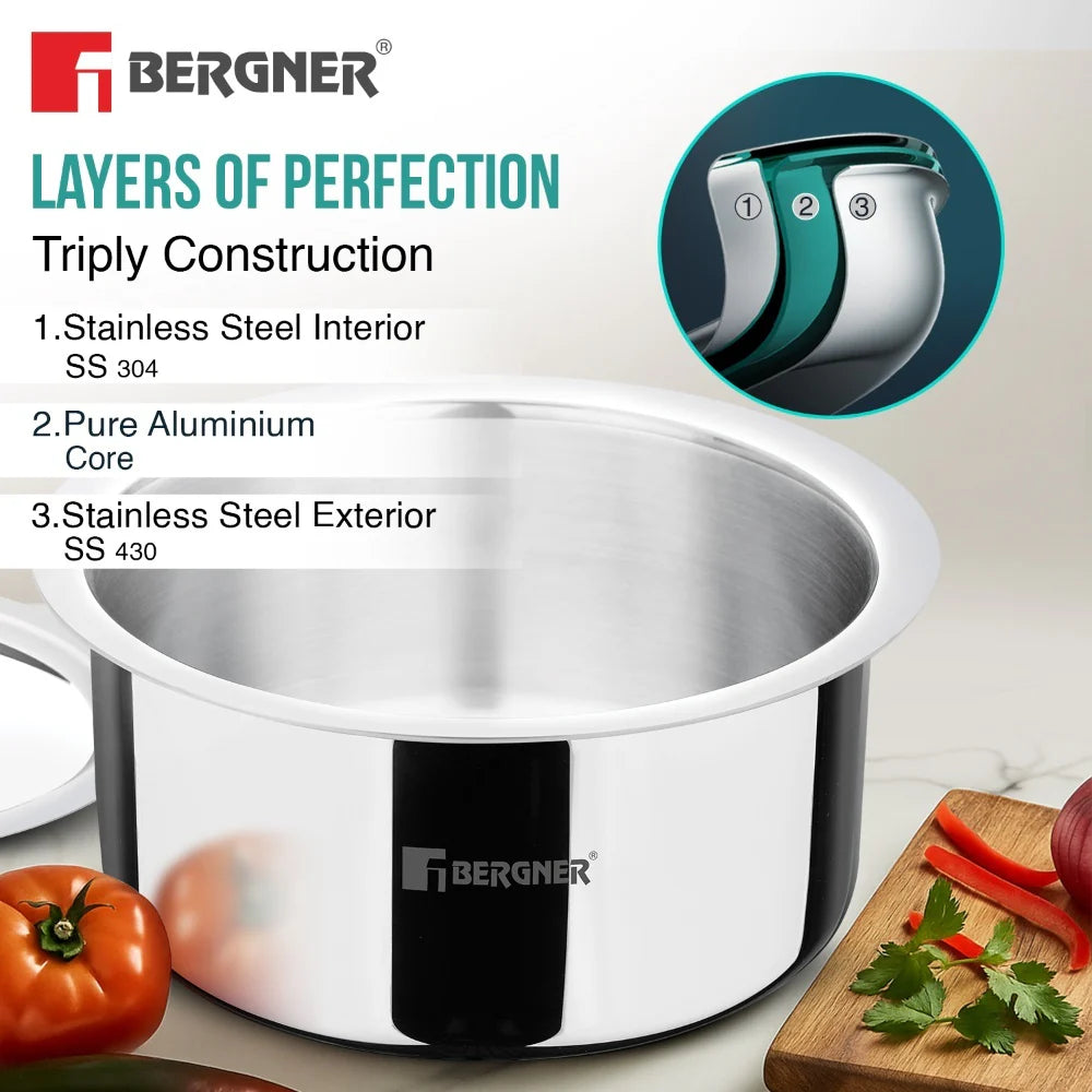 Bergner Argent Tri-Ply Stainless Steel Tope