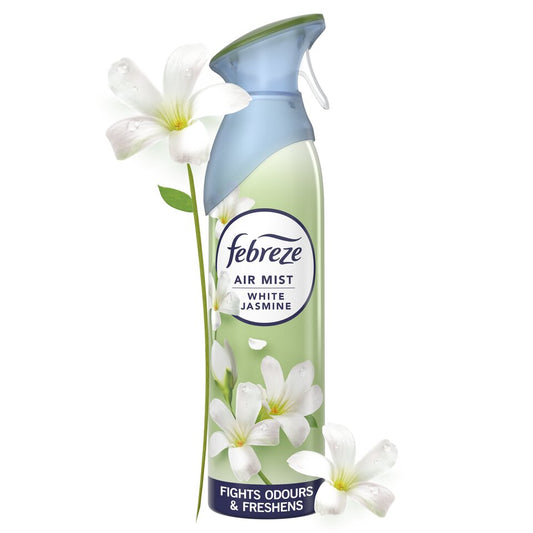Febreze Air Mist Spray White Jasmine 185ml – Odour Eliminator with Fresh Floral Scent | Long-Lasting Air Freshener for Home & Office