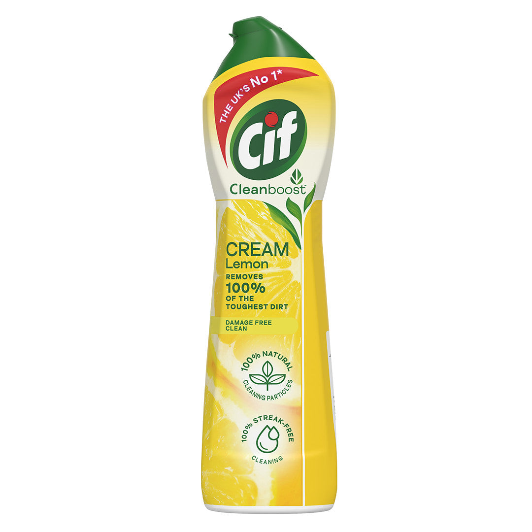 Cif Cream Cleaner Lemon 500ml – Multipurpose Surface Cleaner with Micro Particles | Tough on Dirt & Grease, Fresh Citrus Scent