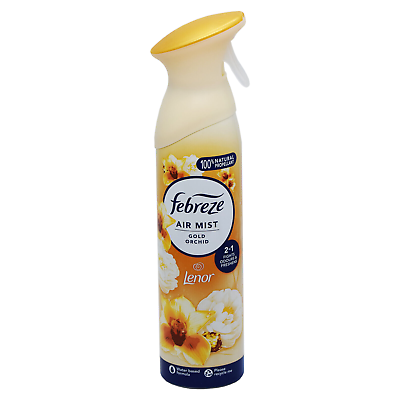 Febreze Air Freshener Spray Gold Orchid 185ml – Long-Lasting Odour Elimination with Fresh Floral Scent | Eliminates Odours, Not Masks