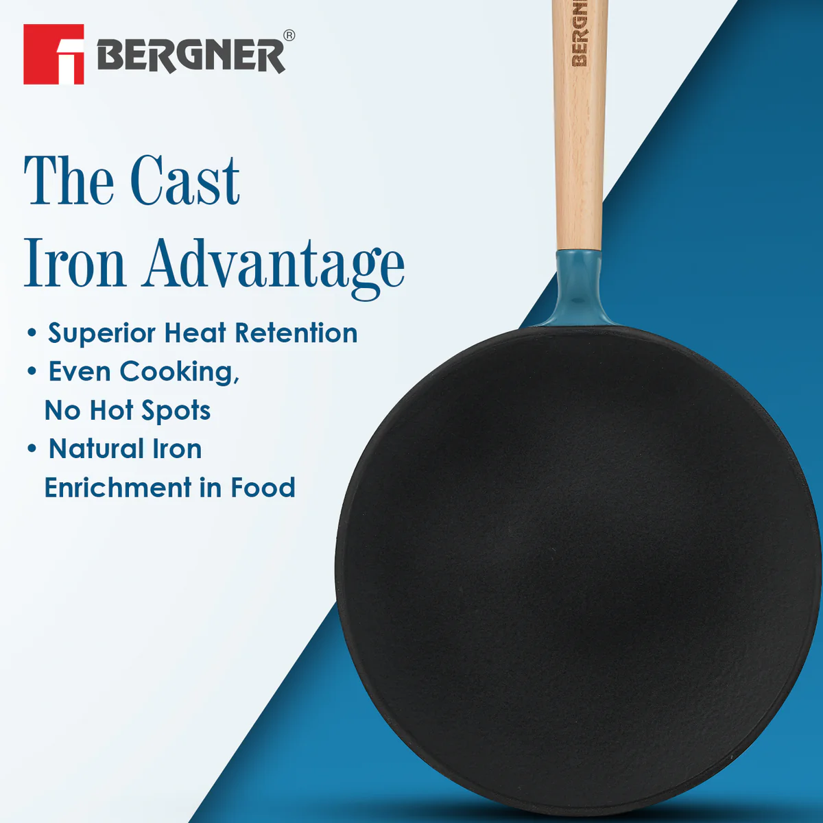 Excalibur Light Cast Iron Roti Tawa 26cm - Induction Bottom, Blue - Image 4