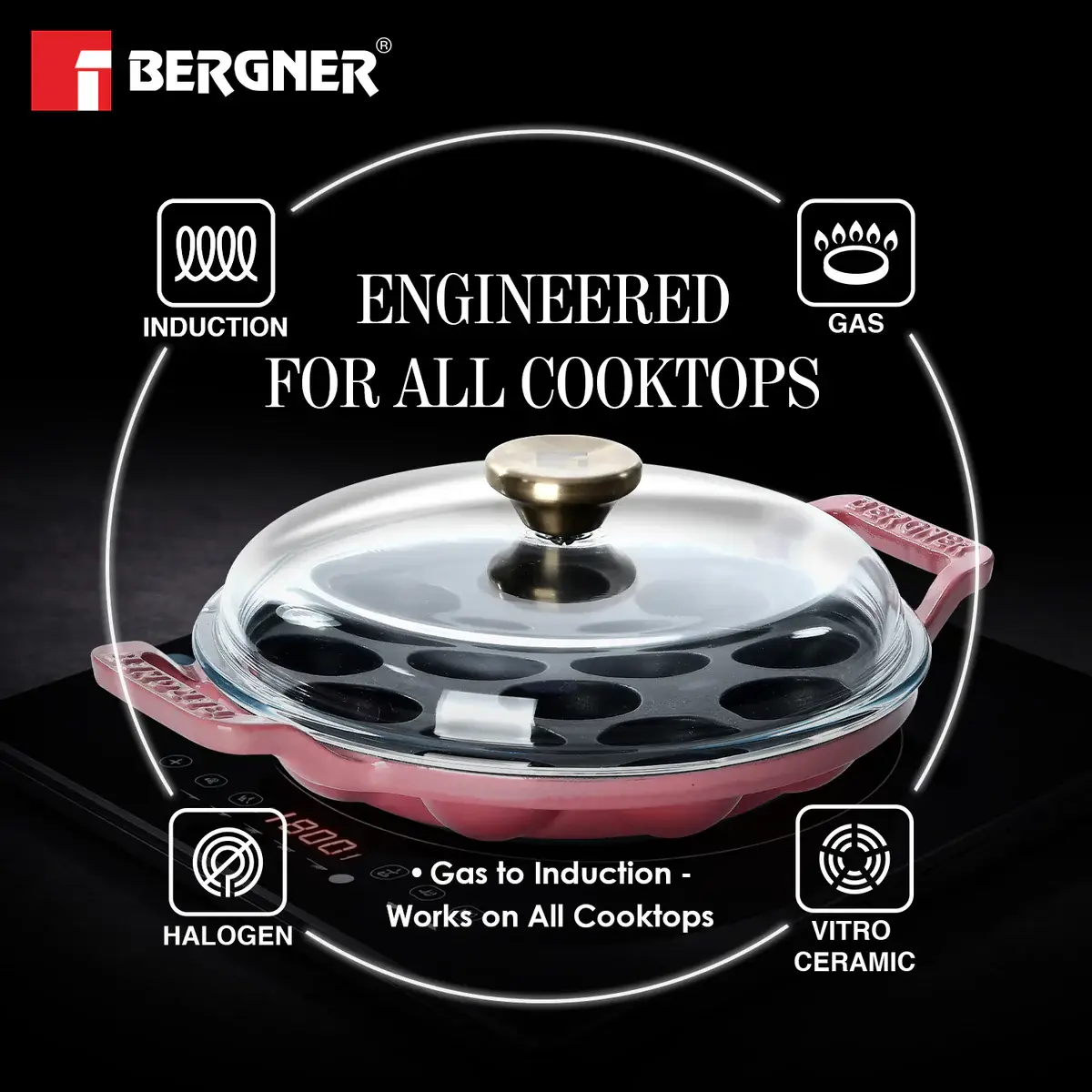Excalibur Light Cast Iron 22cm Paniyarakal with Lid - Induction Bottom, Pink - Image 8