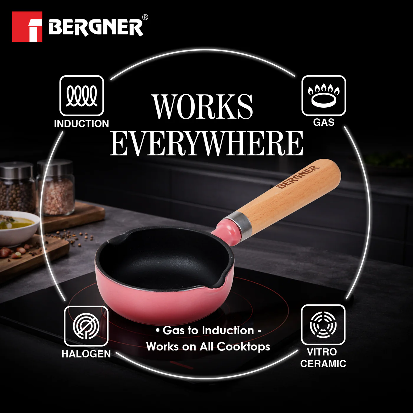 Excalibur Light Cast Iron 12cm / 200ml Tadkapan - Induction Bottom, Pink - Image 8