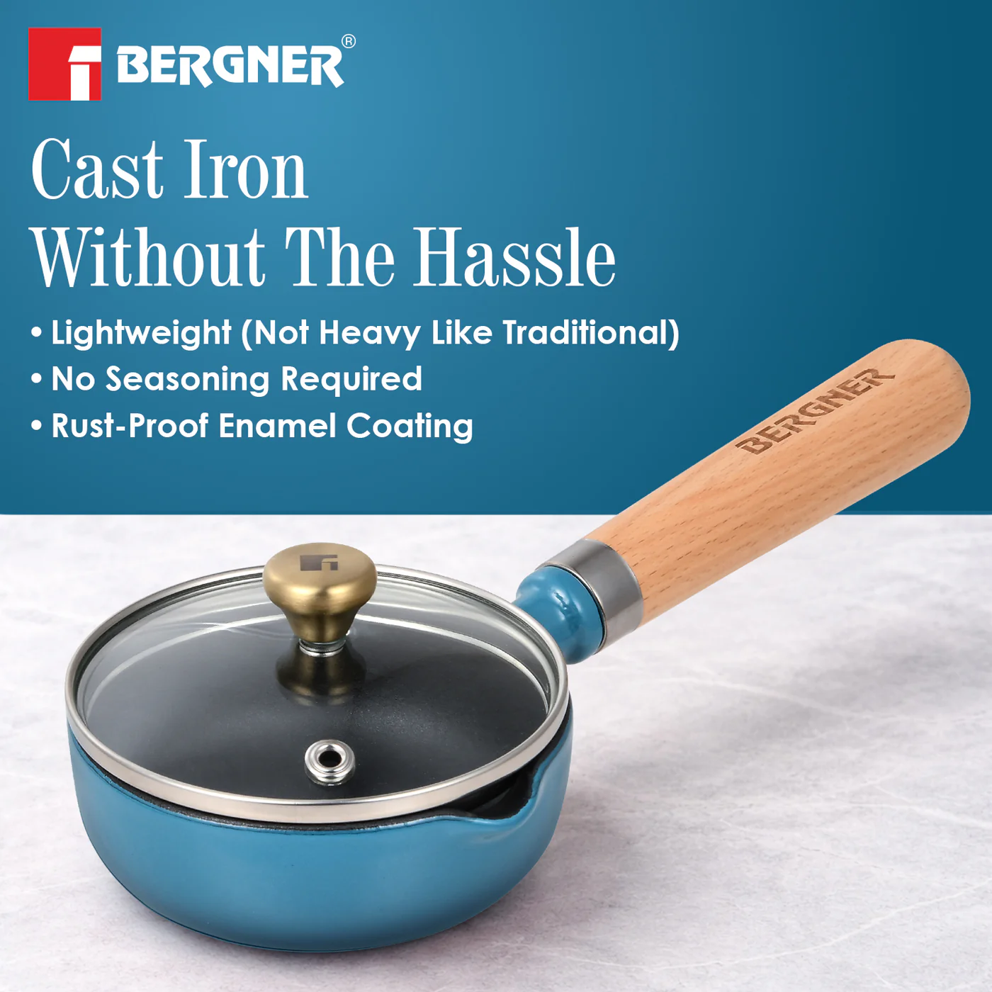 Excalibur Light Cast Iron 12cm / 200ml Tadkapan - Induction Bottom, Blue - Image 5