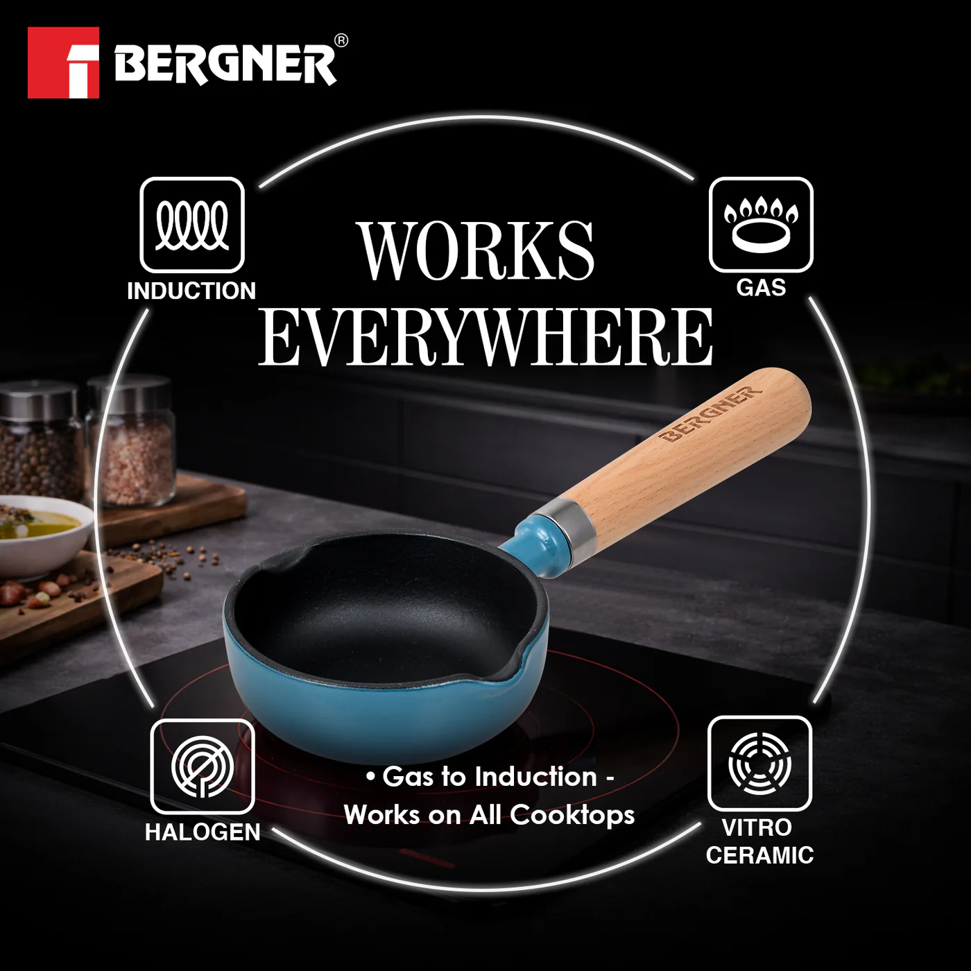 Excalibur Light Cast Iron 12cm / 200ml Tadkapan - Induction Bottom, Blue - Image 9