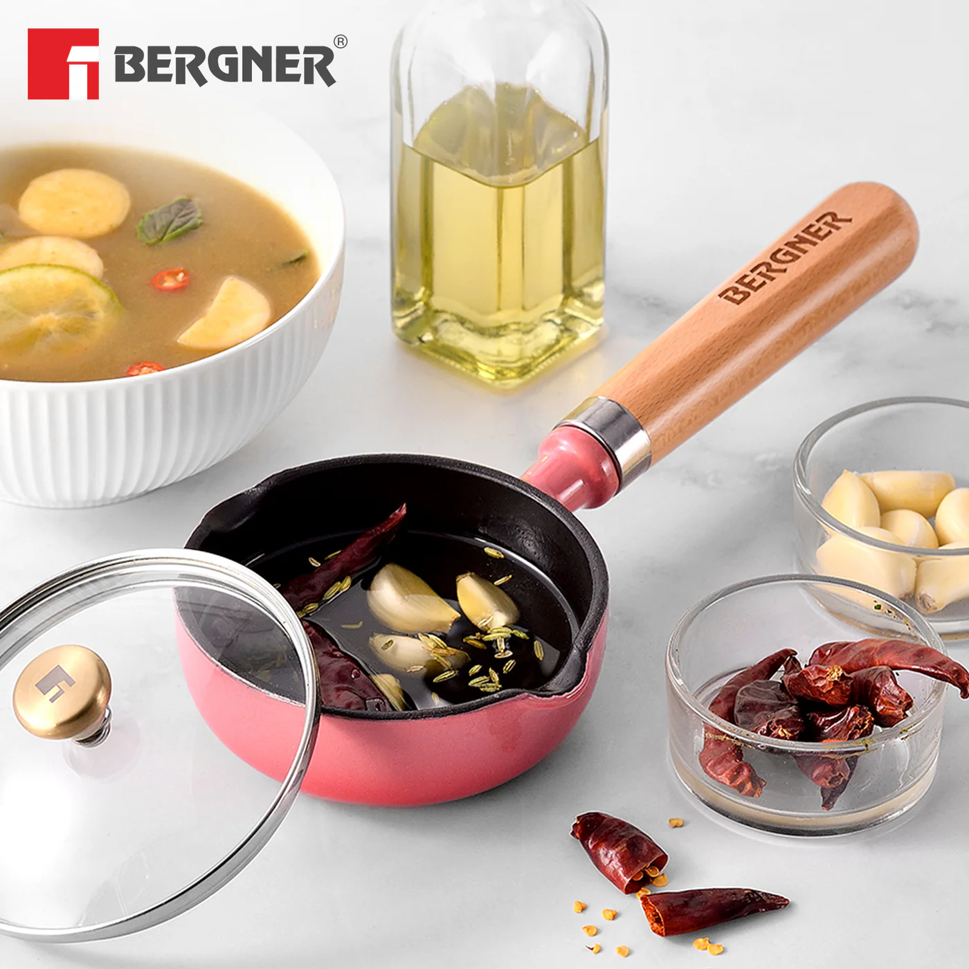 Excalibur Light Cast Iron 12cm / 200ml Tadkapan - Induction Bottom, Pink - Image 7