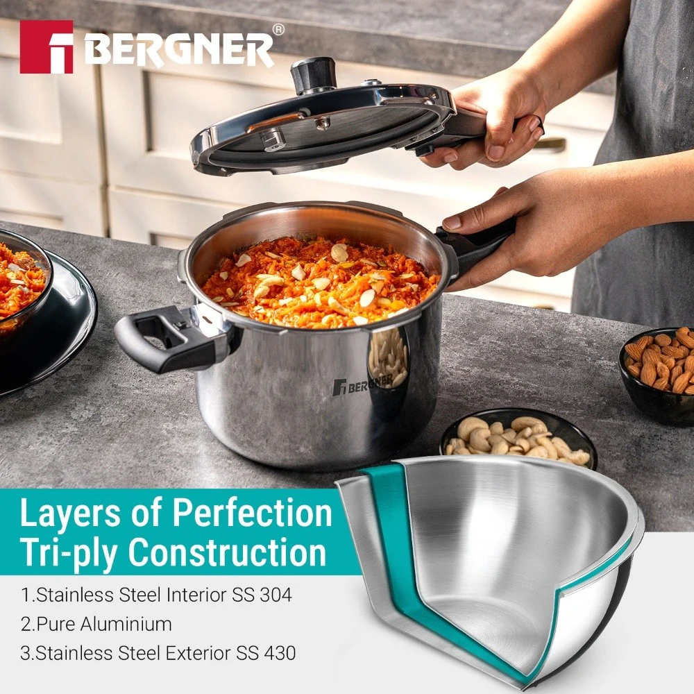Argent Classic Triply Outer Lid Pressure Cooker 1.5L - Induction Bottom - Image 4