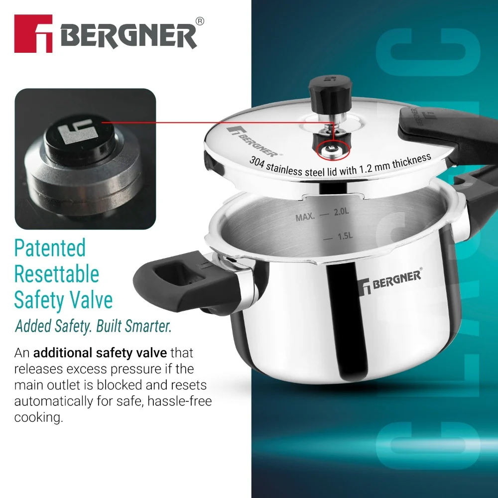 Argent Classic Triply Outer Lid Pressure Cooker 2.5L - Induction Bottom - Image 5