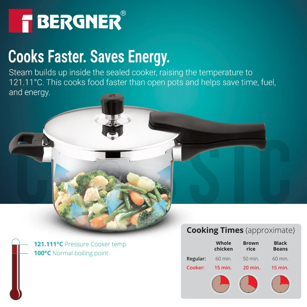 Argent Classic Triply Outer Lid Pressure Cooker 2.5L - Induction Bottom - Image 7