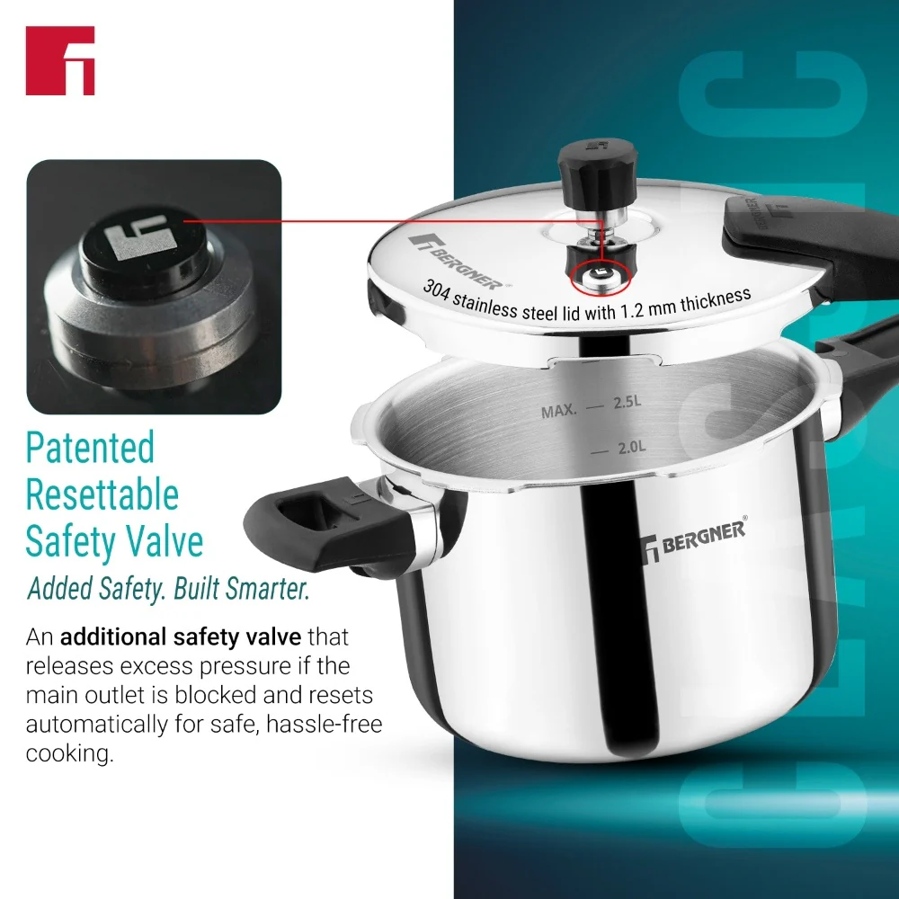Argent Classic Triply Outer Lid Pressure Cooker 3.5L - Induction Bottom - Image 6