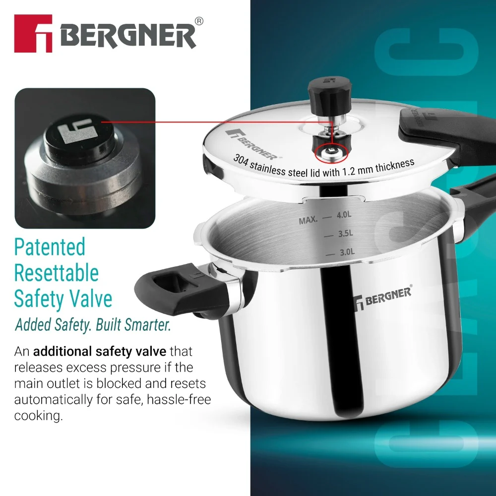 Argent Classic Triply Outer Lid Pressure Cooker 5.5L - Induction Bottom - Image 6